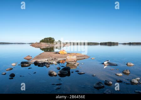 Camping à côté de L'île De L'Onas, Porvoo, Finlande Banque D'Images