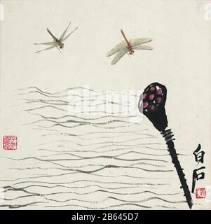 Qi Baishi Encre Peinture Des Fleurs Et Des Oiseaux Banque D'Images