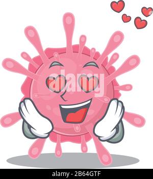 mignon corona virus germinal personnage de dessin animé montrant une chute dans le visage d'amour Illustration de Vecteur