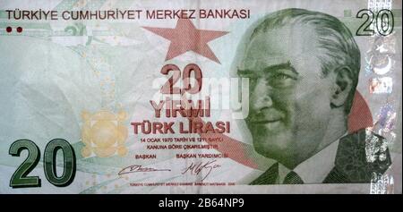 20 Billet De Banque Turc Lirasi, Turquie Banque D'Images