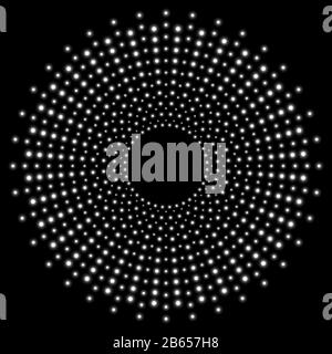 Arrière-plan abstrait en pointillés. Points en cercles sur fond noir. Effet de demi-teinte. . Illustration vectorielle Illustration de Vecteur