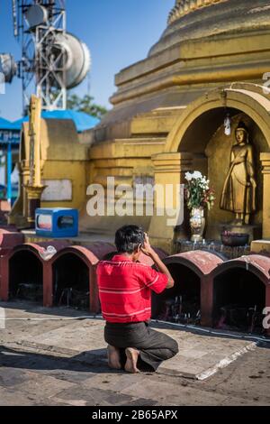 Pagode de Sandawshin Zwegabin, hPa an, Myanmar, Asie Banque D'Images