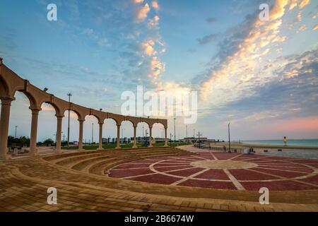 Matin en vue Fanateer Beach - Al Jubail, Arabie saoudite. Banque D'Images