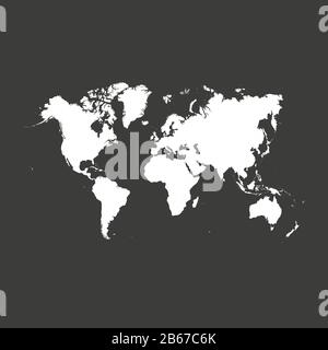 Carte du monde vectoriel gris plat très détaillée isolée sur fond blanc. Modèle pour le site Web, iconographics. Illustration de Vecteur