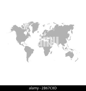 Carte du monde vectoriel gris plat très détaillée isolée sur fond blanc. Modèle pour le site Web, iconographics. Illustration de Vecteur