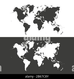 Carte du monde vectoriel gris plat très détaillée isolée sur fond blanc. Modèle pour le site Web, iconographics. Illustration de Vecteur