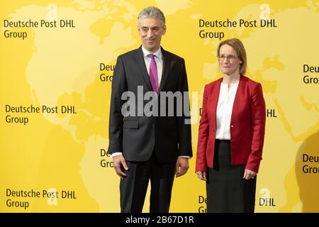 Troisdorf, Allemagne. 10 mars 2020. Troisdorf, Allemagne, 10 mars 2020, conférence de presse annuelle du groupe Deutsche Post DHL au DHL Innovation Center, le PDG Frank Appel et le directeur financier Melanie Kreis. Crédit: Juergen Schwarz/Alay Live News Banque D'Images