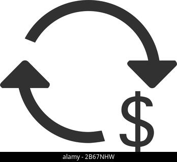 Conversion d'argent, cirer les flèches avec le signe dollar. Illustration vectorielle de stock isolée sur fond blanc. Illustration de Vecteur