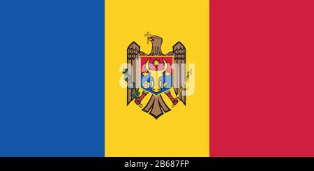 Drapeau de la Moldavie - Rapport standard du drapeau moldave - mode couleur RVB réel Banque D'Images