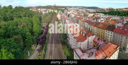 Vue aérienne des vieux bâtiments de Prague en République tchèque Banque D'Images