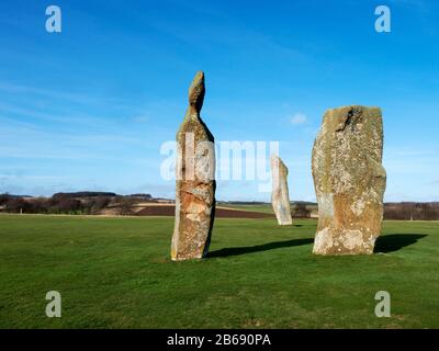 Bronze Age pierres debout à Lundin Links Fife Ecosse Banque D'Images