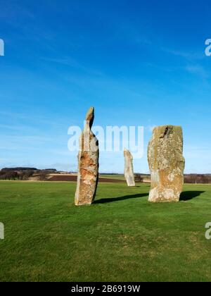 Bronze Age pierres debout à Lundin Links Fife Ecosse Banque D'Images