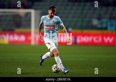 Varsovie, Pologne, 08 Mars 2020: Jeu De Football Polonais De La Top League Ekstraklasa Entre Legia Warszawa Et Piast Gliwice, Piotr Parzyszek (Piast Gliwice) Banque D'Images