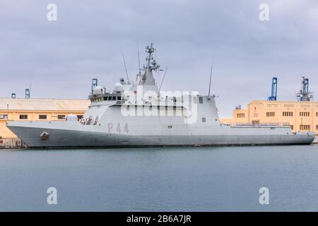 Tornade P-44 Meteoro classe BAM, marine espagnole navires de patrouille offshore navire de guerre par Navantia, Las Palmas de Gran Canaria base navale, îles Canaries Espagne Banque D'Images