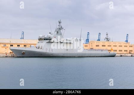 Tornade P-44 Meteoro classe BAM, marine espagnole navires de patrouille offshore navire de guerre par Navantia, Las Palmas de Gran Canaria base navale, îles Canaries Espagne Banque D'Images