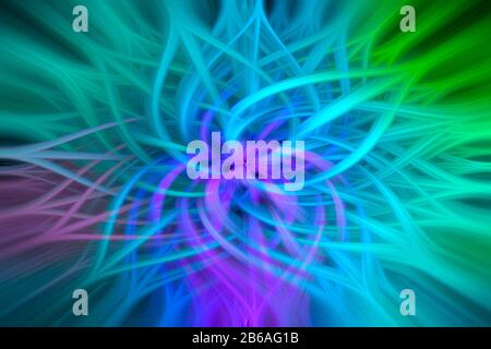 Illustration d'arrière-plan abstrait multicolore d'un design futuriste de fleurs d'art fractal généré par ordinateur. Banque D'Images