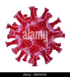 SRAS-CoV-2, Coronavirus - 2019-nCoV, concept de virus WUHAN. Rendu tridimensionnel du coronavirus. Illustration tridimensionnelle isolée sur fond blanc Banque D'Images