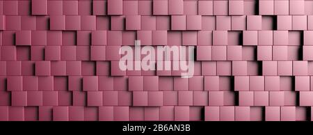 Arrière-plan avec blocs rouges, motif transparent avec cubes de forme carrée, vue du dessus. Répétition de l'arrière-plan abstrait, de la texture. illustration tridimensionnelle Banque D'Images