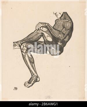 Étude anatomique des muscles des jambes et des bras d'un homme RP-P-1948-641E Assis homme avec sa cheville droite repose sur la linkerknie. Fabricant : printmaker: Reijer Stok (propriété cotée) Lieu de fabrication: Pays-Bas Date: 1906 - 1945 matériau: Papier japonais technique: Dimensions de la coupe du bois: Feuille: H 314 mm × W 270 mmToelichtPrent utilisé: Stok, Reyer. Études anatomiques dans les coupes de bois. Amsterdam: G. W. Breughel, 1946, plaque 4. Sujet: Modèle anatomique des muscles, muscle-homme, 'Ã © Corcha ' Banque D'Images