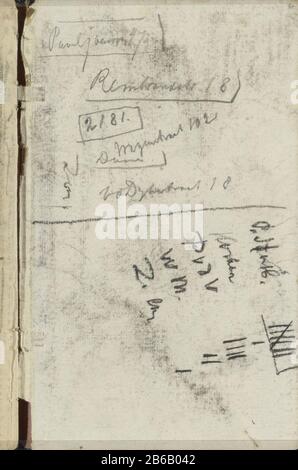 Annotations Annotations Type de propriété: Carnet d'esquisses feuille bract Numéro d'article: RP-T-1924-26-50 Inscriptions / marques: Annotation, manuscrit: '[...]' adresses et un en-tête de feuille de calcul: Page 50, couverture arrière, un carnet d'esquisses 24 bladen. Fabricant : écrivain: George Hendrik Breitner lieu de fabrication: La Haye Date: 1882 à 1884 et / ou 1884 - 1886 Caractéristiques physiques: Craie noire et crayon: Crayon de papier Banque D'Images