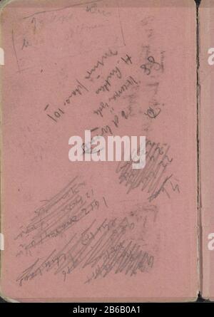 Annotations Annotations Type de propriété: Carnet d'esquisses feuille bract Numéro d'article: RP-T-1924-66-85 Inscriptions / marques: Annotation, manuscrit: '[...]' Description: Page 85 feuille de migration libre, à partir d'un livre d'esquisse de 42 feuilles . Fabricant : écrivain: George Hendrik Breitner lieu de fabrication: Amsterdam Date: 1898 - 1902 Caractéristiques physiques: Crayon et craie noire sur papier rose: Papier craie crayon Banque D'Images