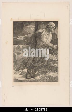 Le travailleur fait célébrer une corde RP-P-1935-1238 UN travailleur portant un chapeau et portant des bottes, permet de célébrer une corde. En arrière-plan, y compris une pelle, un godet, une clôture, une cabine et une machine. Fabricant : printmaker: Johannes Josephus Aart Date: 1881 - 1934 Caractéristiques physiques: Corrections de tons de la plaque et de la prise de craie noire: Craie de papier technique: Engraa (procédé d'impression) / taille de la plaque tonale: Bord de la plaque: H 339 mm × W 245 mm Sujet: Classe de travail, tabourets de travail, SIDA, instruments  métiers d'art et industries: corde Banque D'Images