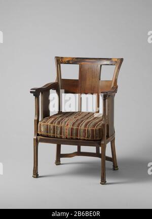 Armstoel Armstoel Fabricant : onwerper: Carel Adolph Lion CachetPlaats fabrication: Nederland Dating: CA. 1915 - ca. 1925 matériau: Coromandelhout eikenhout TiN leer wol messing Dimensions: H 88,5 cm. × b 5-5 cm. × d 55 cm. × g 22 kg Banque D'Images