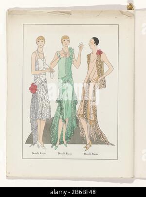 Trois robes de soirée avec dentelle racine. Page du magazine de mode Art-Gout-Beauté (1920-1933) . Fabricant : printmaker: Fabricant anonyme de tissus V. racine (bâtiment classé) Editeur: Charles GoyPlaats fabrication: Paris Date: 1929 Caractéristiques physiques: Lithographie, gabarits et matériaux de couleur: Technique du papier: Pochoeur / lithographie (technique) / mesures de couleur à la main: Feuille: H 315 mm × W 240 mm Sujet: Mode platesdentelle (+ vêtements pour femmes) robe, robe: Robe: Robe: Robe: Robe: Robe: Robe: Robe: Robe: robe de soirée (+ vêtements pour femmes) collier (+ vêtements pour femmes) corsage ( + vêtements pour femmes) quand fleurs: 1929-19291929 - 1 Banque D'Images