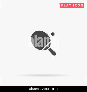 Icône de vecteur plat ping pong. Signe de style glyphe. Symbole d'illustrations simples tracées à la main pour les infographies de concept, les projets de conception, l'interface utilisateur et l'UX, le site Web ou Illustration de Vecteur