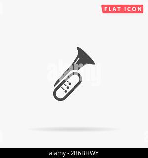 Icône de vecteur plat tuba. Signe de style glyphe. Symbole d'illustrations simples tracées à la main pour les infographies de concept, les projets de conception, l'interface utilisateur et l'UX, le site Web ou mobi Illustration de Vecteur