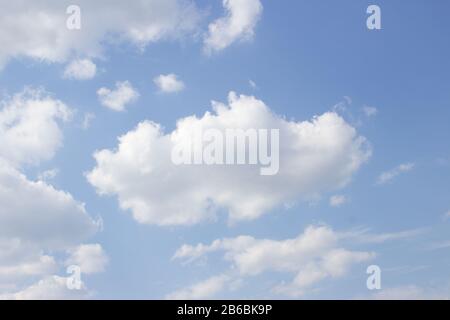 Nuages frisés blancs sur un ciel bleu Banque D'Images