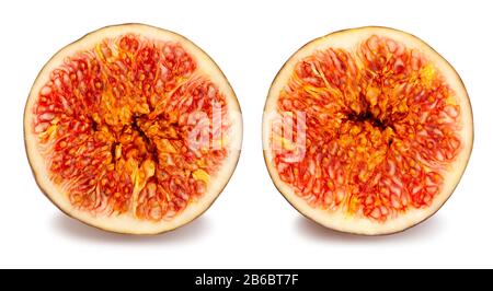 chemin de figues en tranches isolé sur blanc Banque D'Images