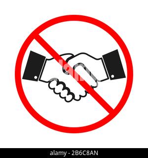 Icône interdiction de poignée de main isolée. Arrêter le signe de poignée de main. Signe de poignée de main interdite. Pas d'icône de vecteur Handshake. Illustration de Vecteur
