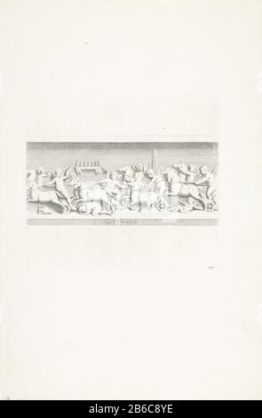 bas-relief romain d'un groupe de putti, marchant dans une procession, et les chevaux se retirent pour les porter. Centrer sous les bras de Vincenzo Giustiniani. Imprimez une publication avec des reproductions d'imprimés sur des sculptures de la collection de la Galleria Giustiniani à Rome. Fabricant : printmaker: Reinier van Persijn (propriété cotée) à dessin: Josse de Pape (propriété cotée) Lieu de fabrication: Rome Date: 1640 Caractéristiques physiques : matière à engrat: Technique du papier: Engrala (impression) mesures: Bord de la plaque: H 219 mm × W 240 mToelichtPrer également utilisé dans: Galleria del Giustiniana Marchese Vincenz Banque D'Images