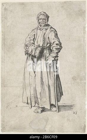 Mendiants Gueux les Baroni les Barons (titre de la série) Beggars (titre de la série) Femme vêtue de chiffons, de devant, aveugle en un œil, sa main droite dans une manche avec sa main gauche reposant sur un bâton. Ce tirage fait partie d'une série de 25 imprimés avec des mendiants et des cassis, comme Callot qui Où: Apparemment en Italie gezien. Fabricant : à imprimer par Jacques Callotprentmaker: Fabrication anonyme: France (possible) Date: 1622 - 1670 physique (?) Caractéristiques: Matière de gravure: Technique du papier: Dimensions de gravure: Bord de la plaque: H 164 mm × W 103 mm Sub Banque D'Images