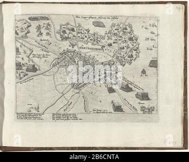 Siège de 's-Hertogenbosch par Maurice, 1603 série 10 événements hollandais et étrangers, 1587-1612 (titre de la série) Siège de 's-Hertogenbosch par Maurice a commencé le 18 août 1603. Plan de la ville et les positions de l'armée des Etats et des troupes d'Albrecht. Avec signature de 8 lignes en allemand. Ongenummerd. Fabricant : printmaker French High Mountain (atelier) Lieu de fabrication: Cologne Date: 1603 - 1605 Caractéristiques physiques: Matériau de gravure: Technique du papier: Gravure Dimensions: Bord de la plaque: H 210 mm × W 280 mm Objet: Siège de Den Bosch (1603) Quand: 1603-08-18 - 1603-08-18 Banque D'Images