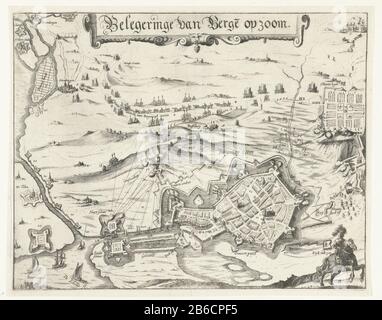 Siège de Bergen op Zoom, 1622 siège de l'ourlet de Ringe Berge (titre objet) siège de Bergen op Zoom l'armée espagnole sous Spinola et Velasco, 18 juillet - 3 octobre 1622. Plan de la ville et des environs, en premier plan un horseman. Au-dessus de l'approche de l'armée espagnole, le camp de droite. Voir aussi le tekstblad correspondant. Fabricant : print maker: Nicolaes of Geelkercken (attribué à) Lieu de fabrication: Leiden Date: 1622 Caractéristiques physiques: Gravure et engraissement matériau: Technique du papier: Gravure / engraissement (procédé d'impression) mesures: Bord de la plaque: H 286 mm × W 366 mm Objet: Banque D'Images