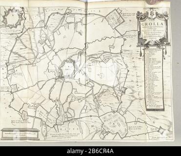 Beleg van Grol, 1627 Grolla ont été bloqués et capturés par le plus illustre Frederick Henry (objet titel op), bi-A-FM-013C-4 de la carte du siège de Groenlo, 1627. Centre ville Groenlo, entouré par les quartiers des troupes assiégées. En haut à gauche un pari avec une carte de ville, à gauche sous l'échelle ,. En haut à droite un cartouche avec le titre et les légendes A-D et 1-18 en latin. Inscriptions dans les représentations en français et néerlandais. Une partie des plaques au rapport du siège et de la conquête de Grol par l'armée des États sous Frederick Henry, du 6 juillet au 19 août 1627. Fabricant : printmaker: Voiture anonyme Banque D'Images