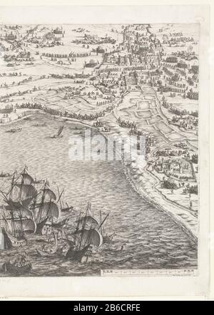 Siège de la Rochelle, septembre 1627-octobre 1628 (carte principale droite) seizième partie (carte centrale, partie droite) une photo du siège du bastion Huguenot la Rochelle dans les années 1627 et 1628, commandé par le roi français par l'armée française dirigée par le cardinal Richelieu. Sur cette feuille, une partie de la zone autour de la Rochelle, peuplée de nombreux caractères. Ici et il y a des travaux de siège (sauts, renforts, murs et autres) reconnaissables. Au premier plan, plusieurs navires au large de la côte. En bas à droite un schaalaanduiding. Fabricant : Print Maker: Jacques Callot (indiqué Banque D'Images