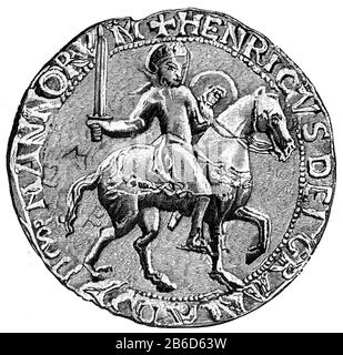 Grand Sceau d'Henry I. le sceau d'Henry I (c1068-1135), alias Henry Beauclerc, roi d'Angleterre de 1100 à sa mort en 1135. Banque D'Images