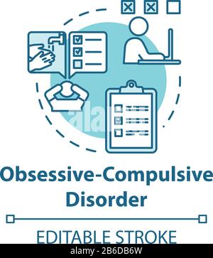 Icône de concept de trouble compulsif obsessionnel. OCD. Maladie mentale. Psychologie, psychiatrie. Illustration de la ligne fine de l'idée de santé. Vecteur isolé Illustration de Vecteur