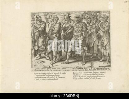 Richesse notoire riche en terre misChief (titre de série) un défilé d'exemples célèbres d'hommes riches d'antiquité. Direction de la procession Pythius, avec sa main dans une gemmes et une vigne bien faits. Puis Lucullus, le riche magistrat romain et le carcajou. Il porte une bannière avec une tarte au poulet. Derrière lui Crassus, qui boit d'une tasse. C'est une allusion à sa soif d'argent et à sa mort (cousue en or fondu). Après que le dictateur Crassus Sulla ait été accompagné d'une forte lance, richement vêtue de Croesus et de Midas King Midas, sous sa couronne. La photo a une légende en latin et en français et un Dutc Banque D'Images