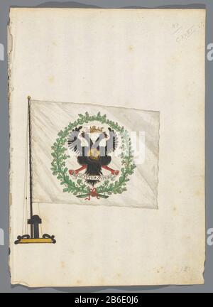 Drapeaux à feuilles d'un livre de drapeaux d'Europe, d'Afrique du Nord, Du Proche et De L'Extrême-Orient, représentant le drapeau Journal d'un livre de drapeaux d'Europe, d'Afrique du Nord, Du Proche et De L'Extrême-Orient, représentant le drapeau van Type d'objet : Dessin Numéro d'objet: Ng-2018-301-62 Fabricant : artiste: Fabrication anonyme de lieux: Pays-Bas (possible) Date : 1669 - 1670 matériau : encre de papier technique aquarelle : format du signe : H 265 mm × W 190 mm Banque D'Images