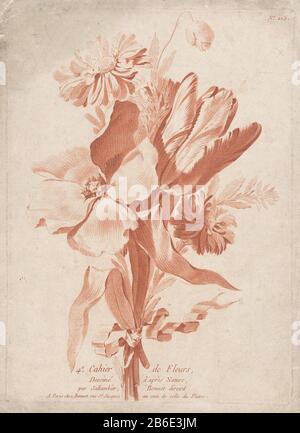 Fleurs 4ème Cahier de fleurs (titre de la série objet) fleurs liées avec un ruban. Numéro de l'éditeur 225. Fabricant : printmaker: Anonyme pour dessiner Henri Sallembier (bâtiment classé) éditeur: Louis Marin Bonnet (propriété cotée) Lieu de fabrication: Paris Date: 1770 - 1790 Caractéristiques physiques: Crayonmanier matériau: Technique du papier: Crayonmanier Dimensions: Bord de la plaque: H 270 mm b × 194 mm Sujet: Fleurs coupées; bouquet nosegay, fleurs Banque D'Images