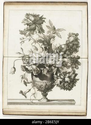 Bloemenvaas Books Vaze Plusieurs des faicts Après les fleurs naturelles (serietitel) vase de fleurs Où: En fleurs. Imprimer une partie d'un album. Fabricant : printmaker Jean Baptiste Monnoyernaar design: Jean Baptiste Monnoyeruitgever Jean Baptiste Monnoyer (propriété cotée) fournisseur de privilèges: Louis XIV (roi de France) (bâtiment classé) fabrication De Lieux: Paris Date : CA. 1680 - env. 1695 Caractéristiques physiques: Matériau de gravure: Technique du papier: Dimensions de gravure: Bord de la plaque: H 487 mm × W 372 mm Sujet: Fleurs dans un vase Banque D'Images
