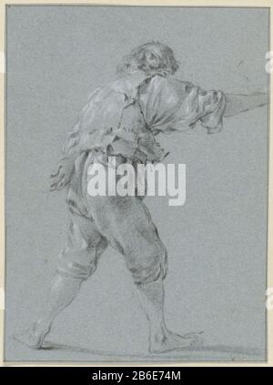 Pieds nus debout homme avec une main sur son dos et un bras dépasse le type d'objet: Dessin Numéro d'objet: RP-T-1981-160 Fabricant: Rapporteur pour avis: Nicolaes Pietersz. Berchem Place fabricación: Netherlands Date: 1630 - 1683 Caractéristiques physiques: Craie noire renforcée de couleur blanche sur papier bleu: Peinture de finition de papier craie Dimensions: H 239 mm × W 177 mm Banque D'Images