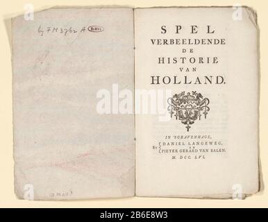 Livret avec les règles pour le jeu d'histoire néerlandais, 1738 jeu imaginer l'histoire de Hollande (objet titre) livret de 16 pages avec les règles associées au tableau sur l'histoire néerlandaise en 1766. Attaché avec chaîne avec une couverture de papier marbré. Fabricant : éditeur: Daniel Joannes Langeweg (bâtiment classé) éditeur Pieter Gerard van Balen (propriété cotée) Lieu de fabrication: Den Haag Date: 1766 Caractéristiques physiques: Matériel d'impression: Papier technique: Typographie dimensions: Livre: H 215 mm × W 140 mm Sujet paix d'Utrecht (1713) Quand: 1713-17131738 - 1738 Banque D'Images