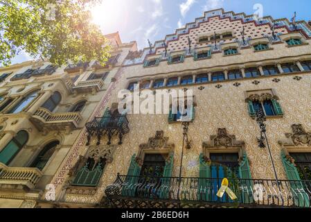 Barcelone, Espagne - 1 Août 2019 : Façade De Casa Amatller Banque D'Images