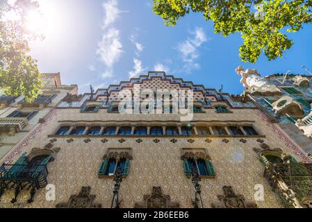 Barcelone, Espagne - 1 Août 2019 : Façade De Casa Amatller Banque D'Images