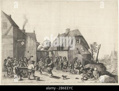 Baryard avec danse et paysans buvant :. Sur une ferme trouve un lieu de fête. Un homme et un garçon font de la musique et un couple paysan y dansant. Les autres agriculteurs boivent et kletsen. Fabricant : printmaker: Quirin Boel (propriété cotée) conçu par David Teniers (II) (bâtiment classé) Editeur: Frans van den Wijngaerde (propriété cotée) fournisseur de privilèges: Inconnu (propriété cotée) Lieu de fabrication: Printmaker: Southern Netherlands Éditeur: Anvers Date: Le ou après 1640 Caractéristiques physiques: Matière de gravure: Papier technique: Dimensions: Gravure: Bord: Bord: H 350 mm × l 480 mm sous-j Banque D'Images